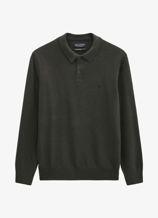Marc O'Polo Trui in wolblend met polokraag  - voorkant 3 bruin