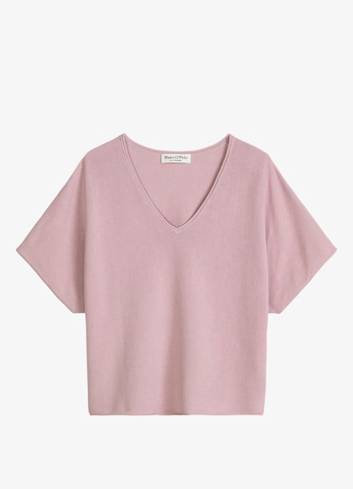 Marc O'Polo Trui met V-hals - voorkant 2 mild rose / paars