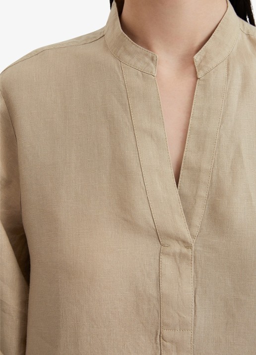 Marc O'Polo Tuniek van linnen met ballonmouw - detail 3 zand