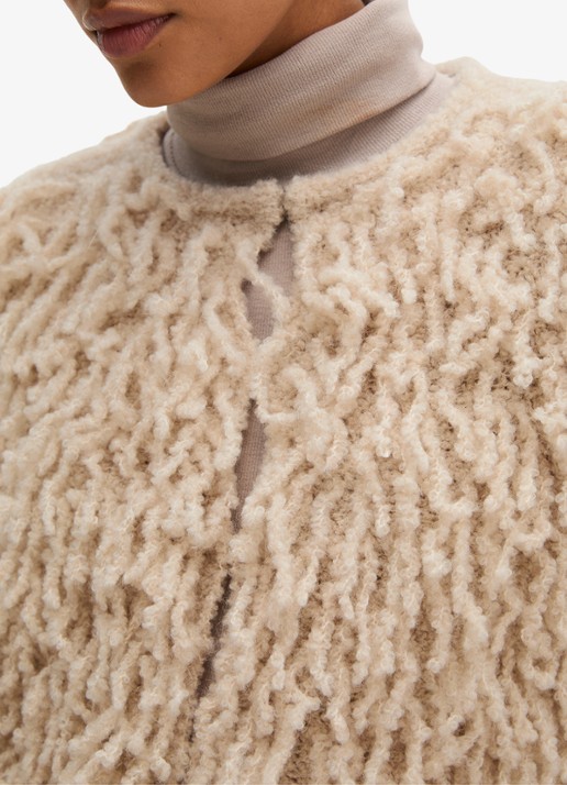 Marc O'Polo Vest in wolblend met franjes - detail 2 beige