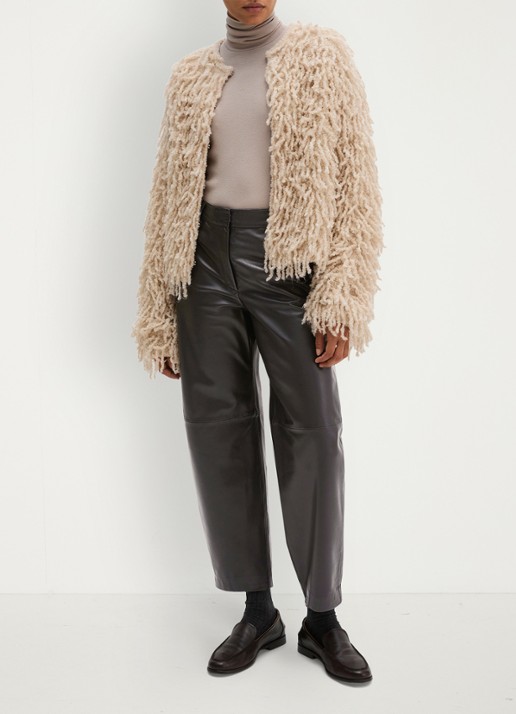Marc O'Polo Vest in wolblend met franjes - voorkant 4 beige