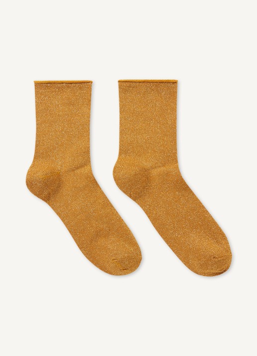 MarcMarcs Blackpool sokken met lurex in 2-pack - voorkant 2 okergeel