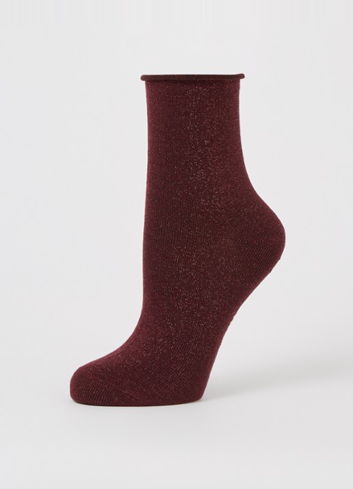 MarcMarcs Blackpool sokken met lurex in 2-pack - detail aubergine