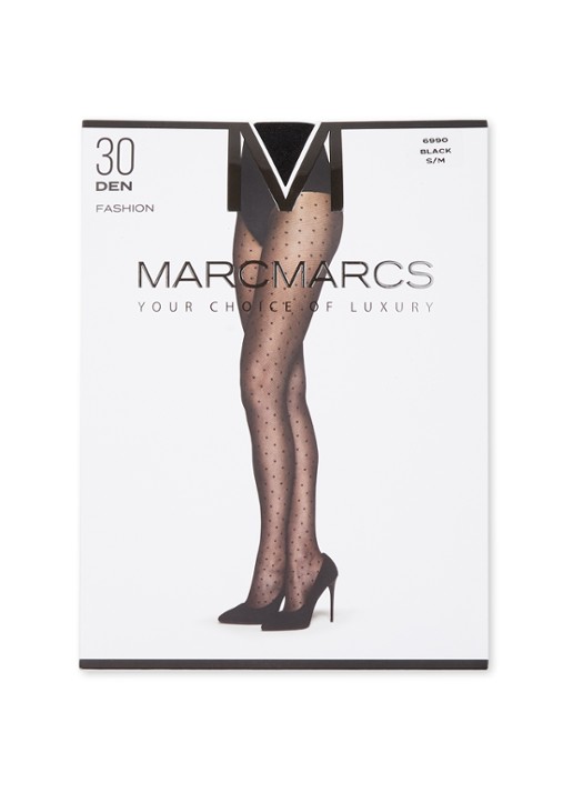 MarcMarcs Confetti panty in 30 denier met stippenprint - voorkant 3 zwart
