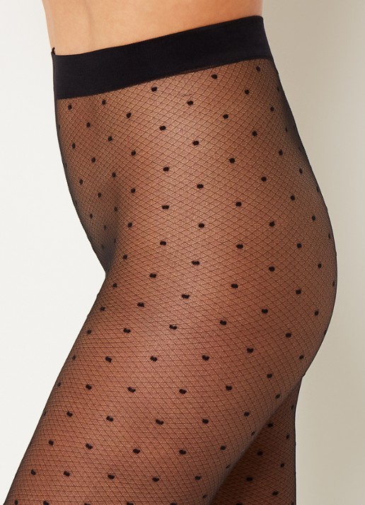 MarcMarcs Confetti panty in 30 denier met stippenprint - detail 2 zwart