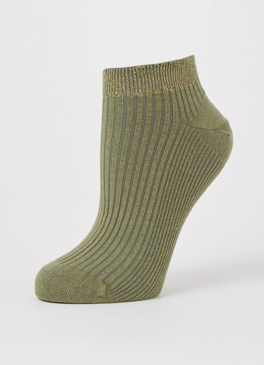 MarcMarcs Moscow sneakersokken met lurex in 2-pack - detail 3 legergroen