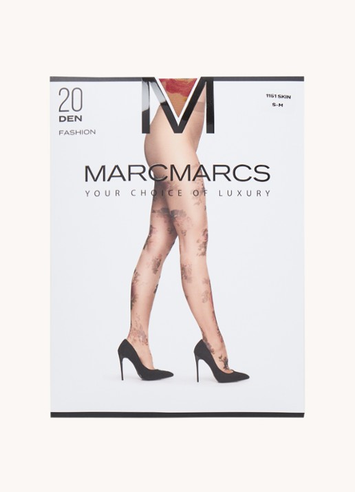 MarcMarcs Panty met bloemenprint in 20 denier - voorkant 3 camel