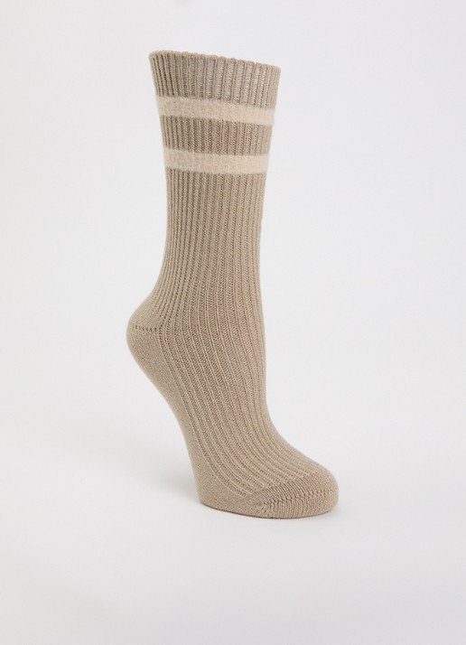 MarcMarcs Tonia sokken met glitter en streepprint  - voorkant beige