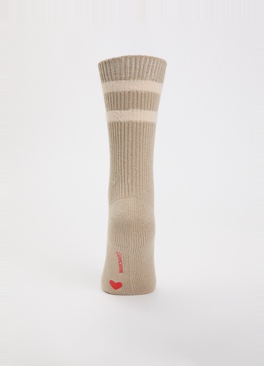 MarcMarcs Tonia sokken met glitter en streepprint  - voorkant 2 beige