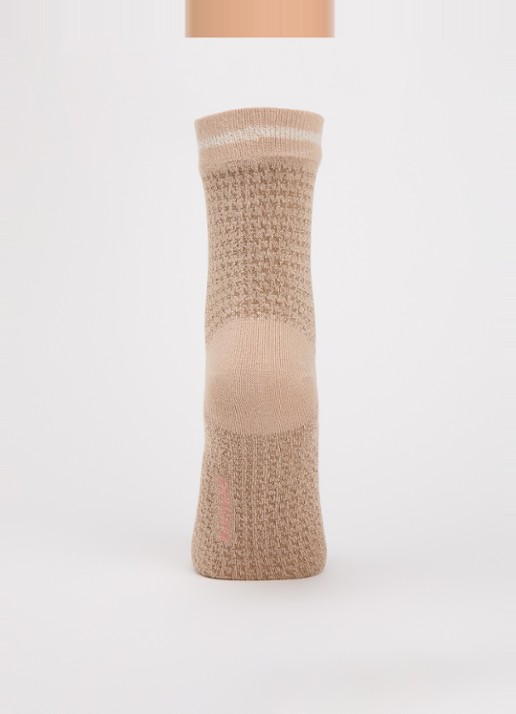 MarcMarcs Trix sokken met pied-de-poule dessin en lurex in 2-pack - voorkant 3 beige