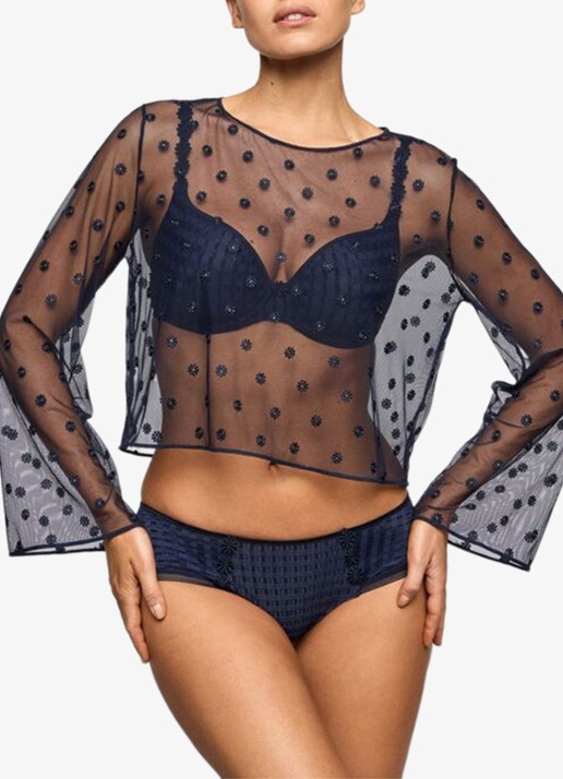 Marie Jo Avero lingerie top van mesh met bloemborduring