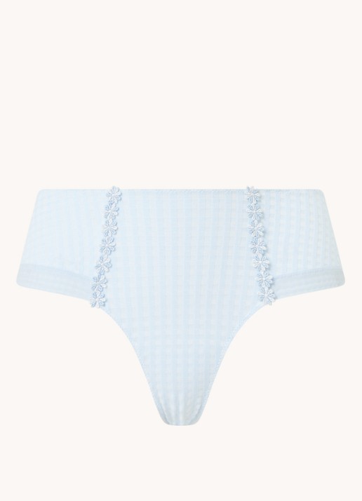 Marie Jo Avero shorty met ruitdessin en borduring - voorkant 4 lichtblauw