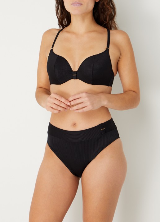Marie Jo Cassie high waisted bikinislip met structuur - voorkant 4 zwart
