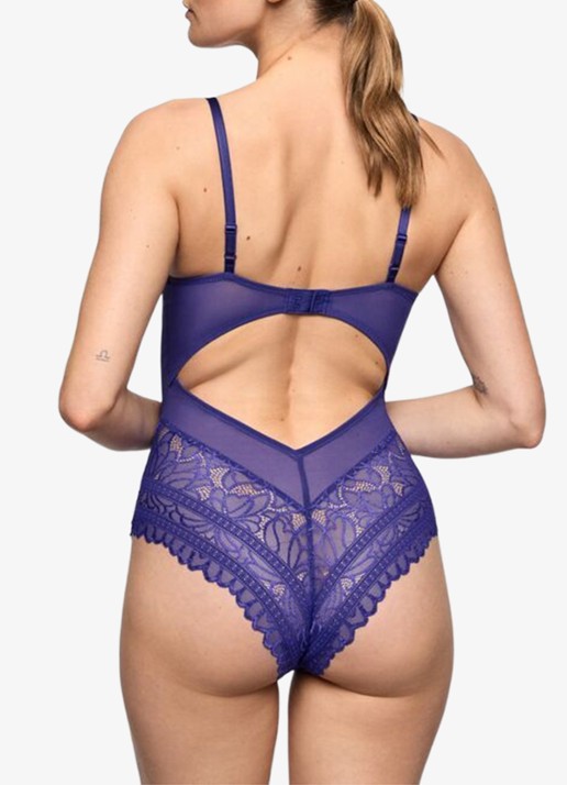 Marie Jo Cerina body van mesh en kant - achterkant 3 blauw