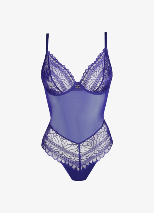 Marie Jo Cerina body van mesh en kant - voorkant 4 blauw