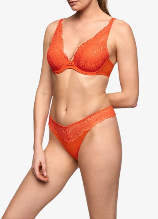 Marie Jo Cerina string met kant - voorkant 2 oranje