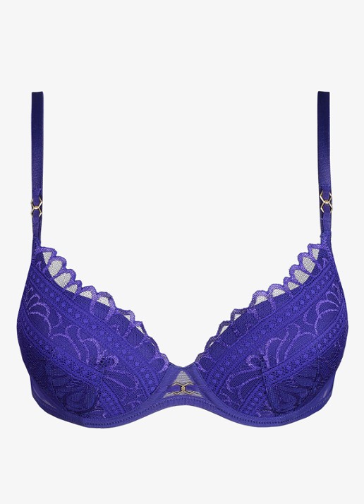 Marie Jo Cerina voorgevormde beugel bh met kant - voorkant donkerblauw