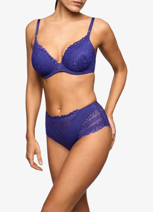 Marie Jo Cerina voorgevormde beugel bh met kant - voorkant 2 donkerblauw