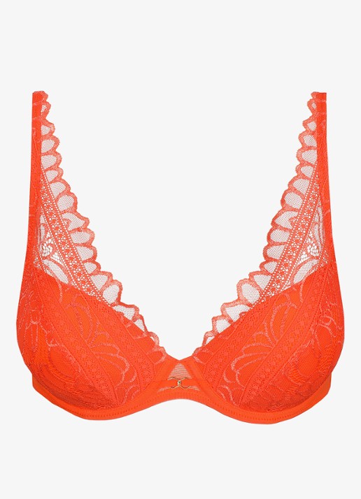 Marie Jo Cerina voorgevormde plunge bh met overlay van kant - voorkant 4 oranje