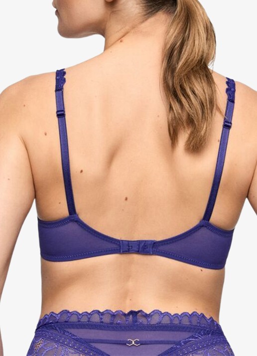 Marie Jo Cerina voorgevormde plunge bh met overlay van kant - achterkant 3 donkerblauw