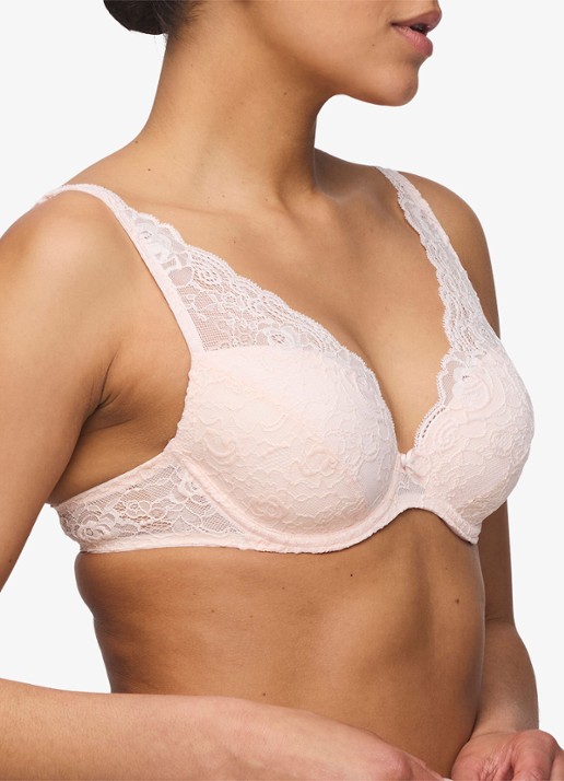 Marie Jo Cyrile voorgevormde plunge bh met overlay van kant - detail 4 lichtroze