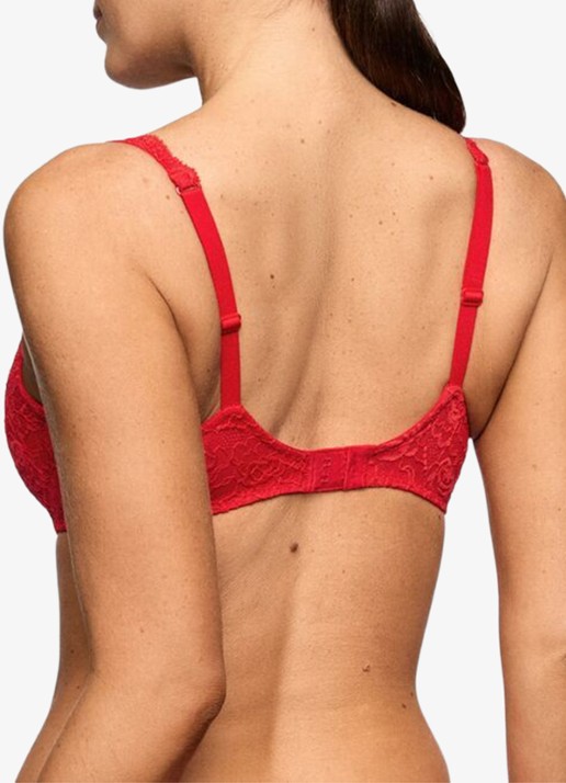 Marie Jo Cyrile voorgevormde plunge bh met overlay van kant - achterkant 3 rood