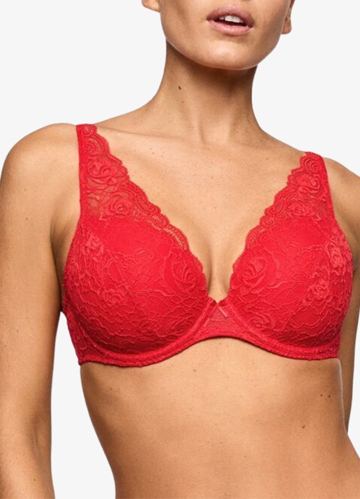 Marie Jo Cyrile voorgevormde plunge bh met overlay van kant - detail 4 rood