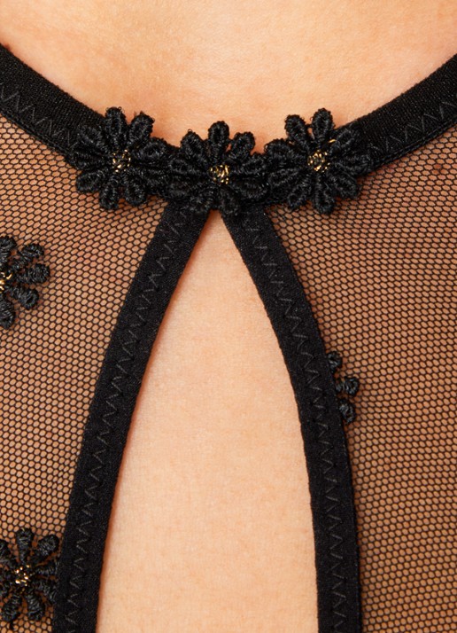 Marie Jo Daisy beugel bh van mesh met bloemborduring - detail 4 zwart