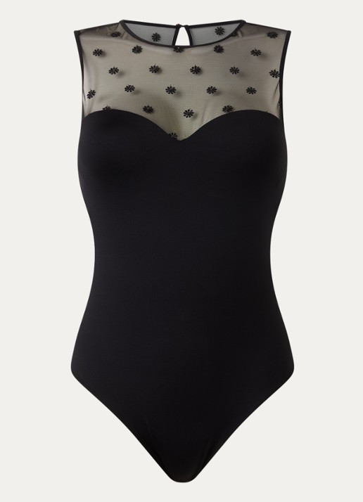 Marie Jo Daisy naadloze body met mesh - voorkant 2 zwart