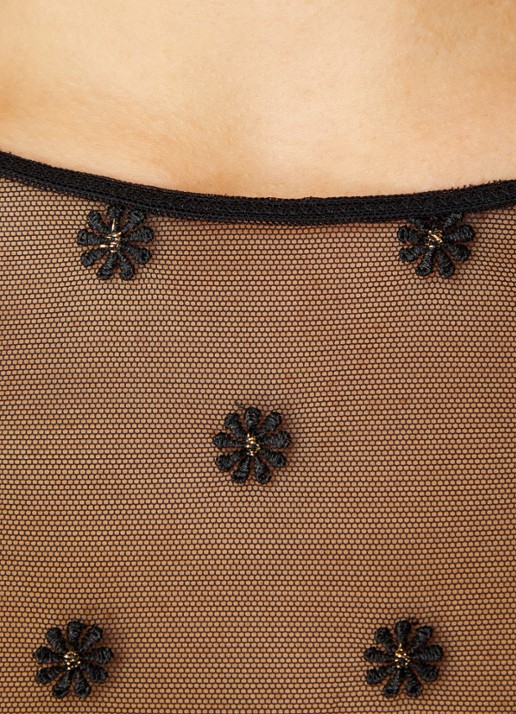 Marie Jo Daisy pyjamatop van mesh met bloemborduring - detail 5 zwart
