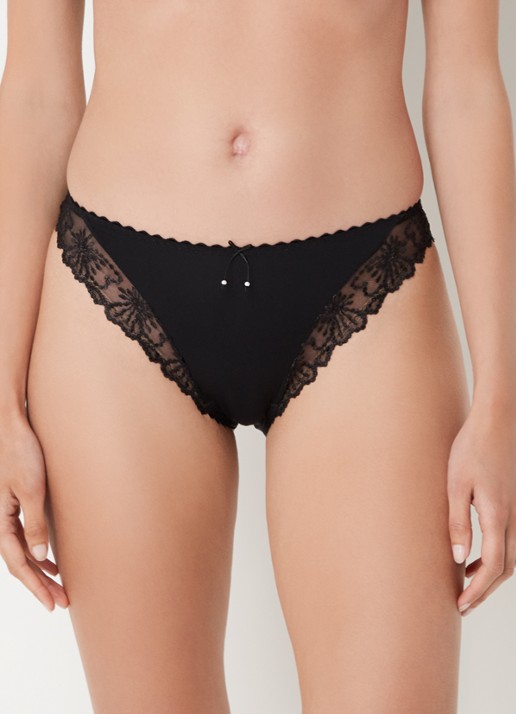 Marie Jo Jane slip met mesh en borduring - detail 4 zwart