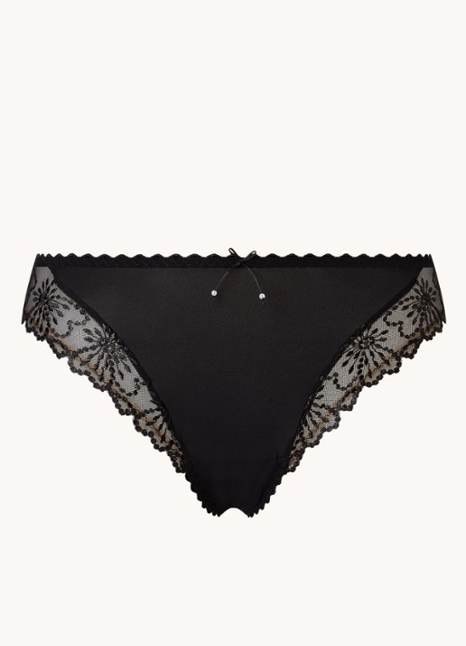 Marie Jo Jane slip met mesh en borduring - voorkant zwart