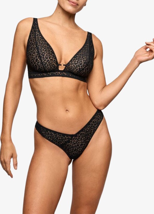 Marie Jo Juliane bralette met panterprint - voorkant 2 zwart