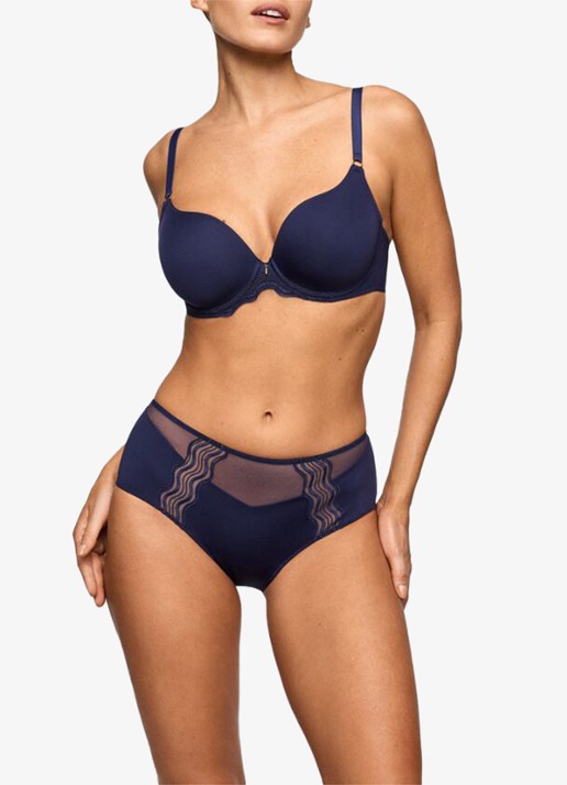 Marie Jo Linaa voorgevormde bh met borduring - voorkant 2 donkerblauw