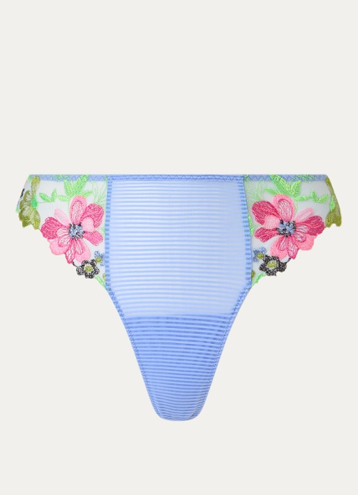 Marie Jo Odilly string van mesh en kant - voorkant blauw