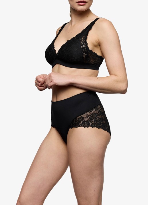 Marie Jo Soft Studio high waisted slip met kant - voorkant 8 zwart