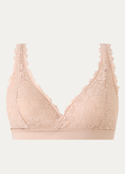 Marie Jo Soft Studio voorgevormde bralette met overlay van kant - voorkant 4 beige
