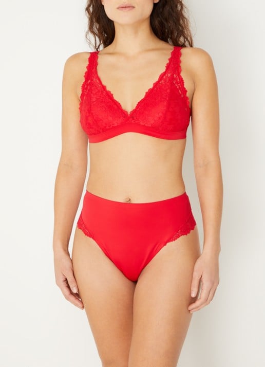 Marie Jo Soft Studio voorgevormde bralette met overlay van kant - voorkant 5 rood