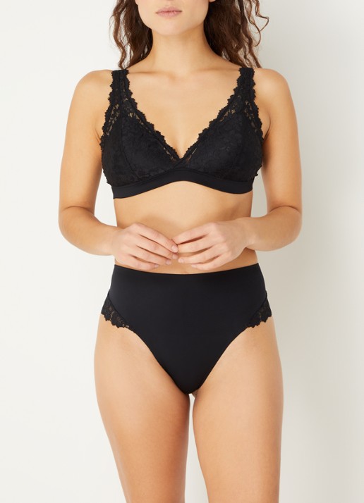Marie Jo Soft Studio voorgevormde bralette met overlay van kant - voorkant 2 zwart