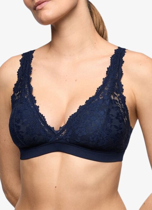 Marie Jo Soft Studio voorgevormde bralette met overlay van kant - detail 4 donkerblauw