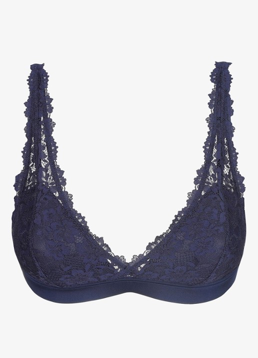 Marie Jo Soft Studio voorgevormde bralette met overlay van kant - voorkant donkerblauw