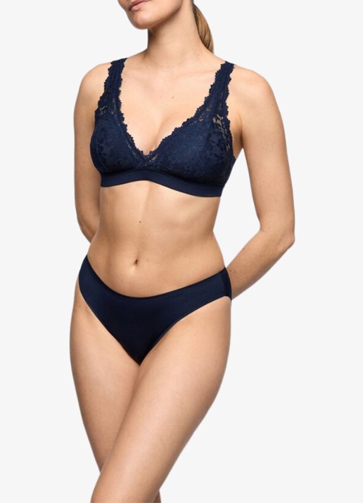 Marie Jo Soft Studio voorgevormde bralette met overlay van kant - voorkant 2 donkerblauw
