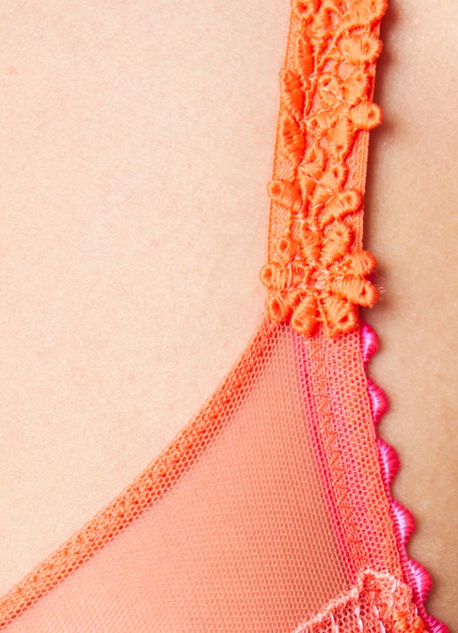 Marie Jo Solene beugel bh van mesh met bloemborduring - detail 3 koraalrood