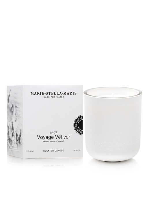 Marie-Stella-Maris Voyage Vétiver navulbare geurkaars 300 gram - voorkant 2 wit
