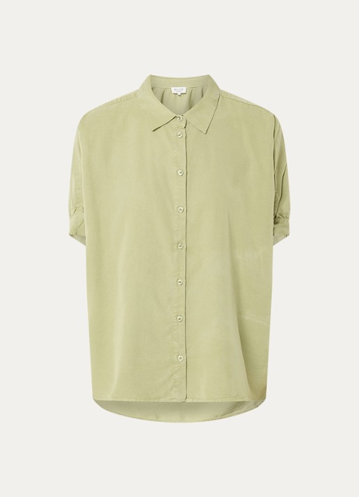 Marina blouse met ballonmouw - voorkant 2 lindegroen