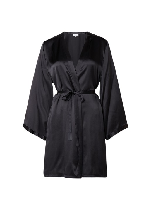 Marjolaine Kimono van zijde - voorkant 3 zwart