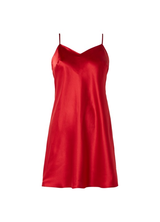 Marjolaine Oda slipdress van zijde - voorkant 4 rood
