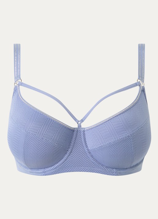 Marlies Dekkers Balconette bh met grafische print - voorkant 2 staalblauw
