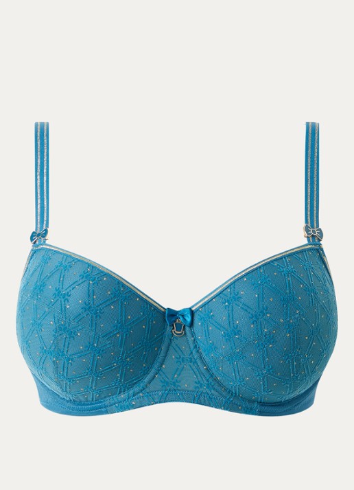 Marlies Dekkers Blue Angel balconette bh van mesh met borduring - voorkant 4 zeegroen