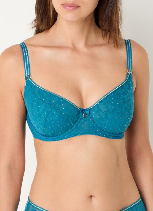 Marlies Dekkers Blue Angel balconette bh van mesh met borduring - detail 4 zeegroen